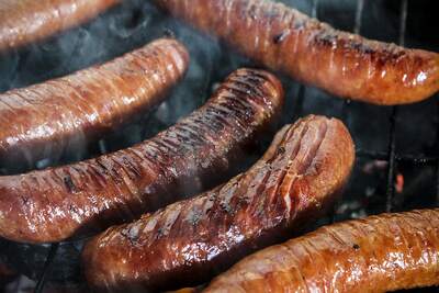Grilled sausages.